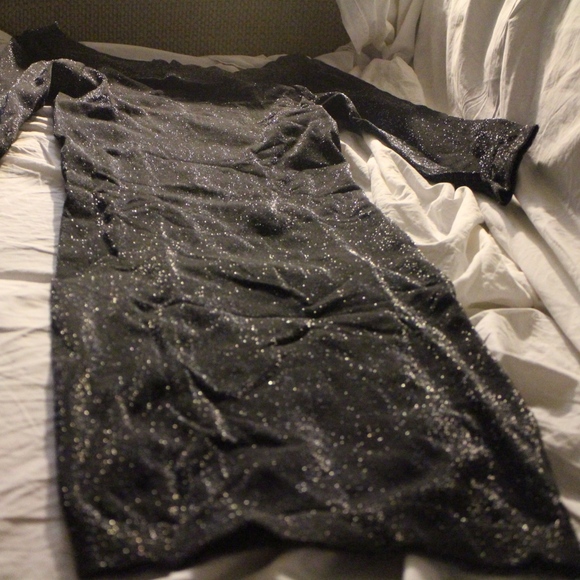 bebe Black and metallic Sexy Bodycon 3/4 Sleeve Co - Picture 1 of 2